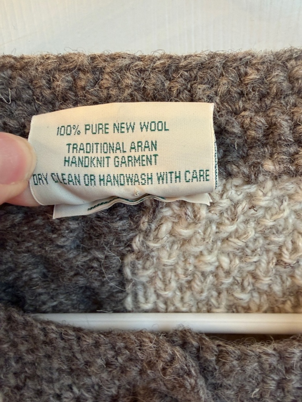 Irish Knit Chunky Patchwork Cardigan Coat - Gray & Cream - Picture 3 of 7